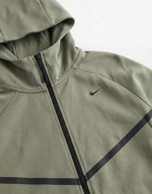 Nike – Tech – Shori – Ljus, kakifärgad träningsjacka med dragkedja och huva , 8 av 9