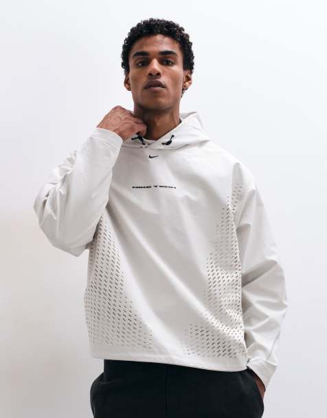 Nike Tech Shori perforated oversized toggle hoodie in light beige - view 1