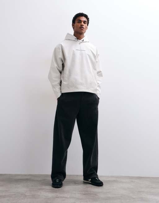 Nike Tech Shori perforated oversized toggle hoodie in light beige, 2 of 5