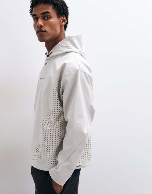 Nike Tech Shori perforated oversized toggle hoodie in light beige, 5 of 5