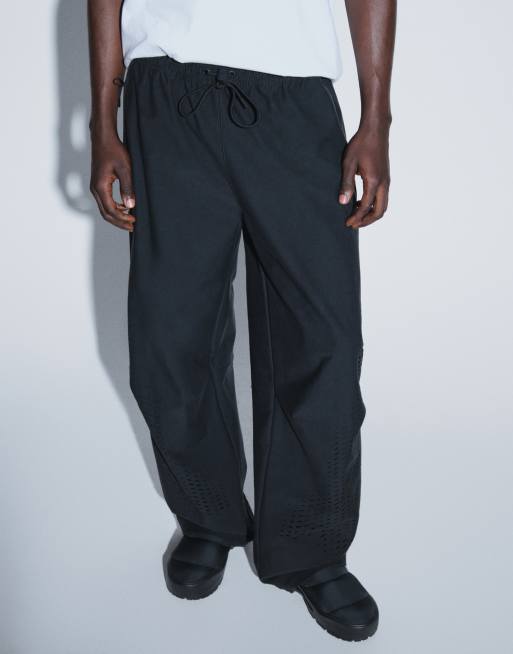 Nike Tech Shori perforated wide leg joggers in black, 3 of 5