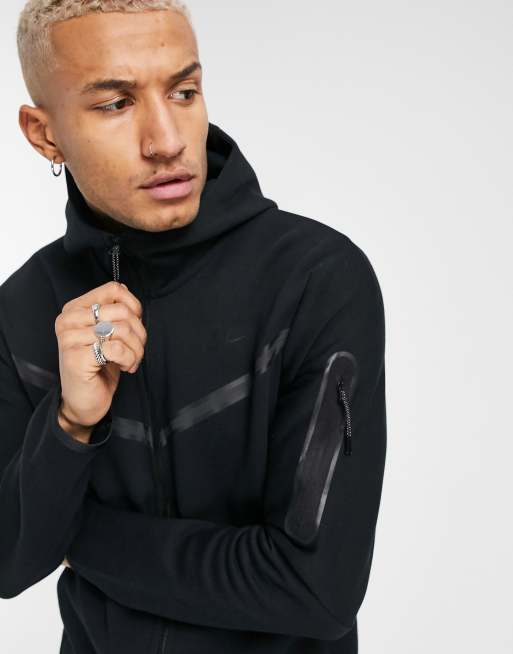 Nike — Tech — Sort hættetrøje i fleece med lynlås, 3 af 4