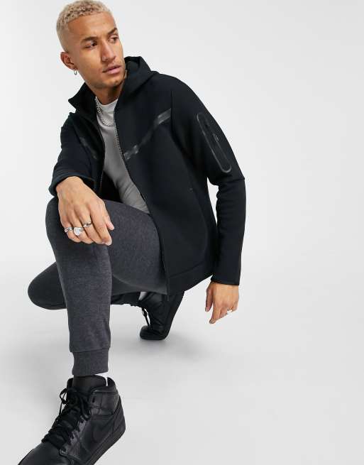 Nike — Tech — Sort hættetrøje i fleece med lynlås, 4 af 4
