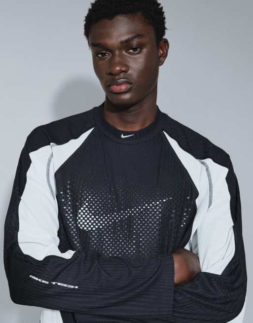 Nike Tech top à manches longues avec logo Swoosh noir et blanc, 3 de 9