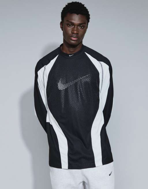 Nike Tech top de manga larga con logotipo Swoosh en negro y blanco, 1 de 9