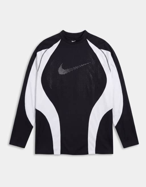 Nike Tech topp med långa ärmar med swoosh-logga i svart och vitt, 6 av 9