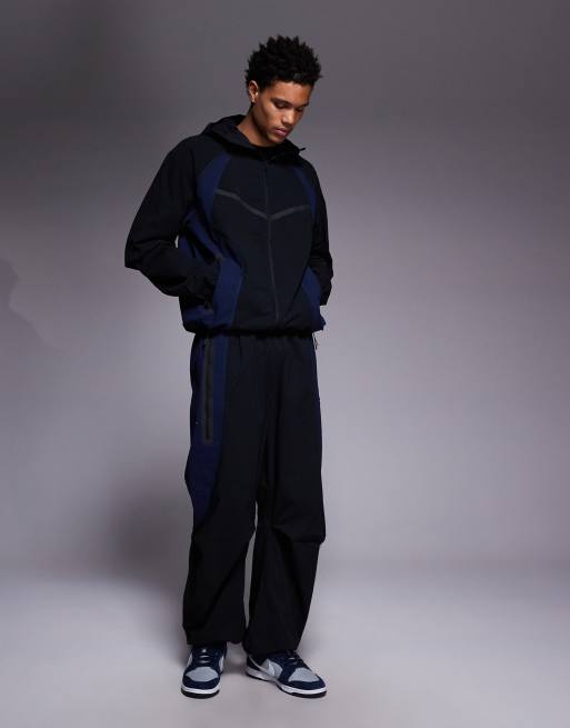 Nike – Tech Woven – Czarno-niebieska bluza z kapturem oversize zapinana na zamek, 2 z 5