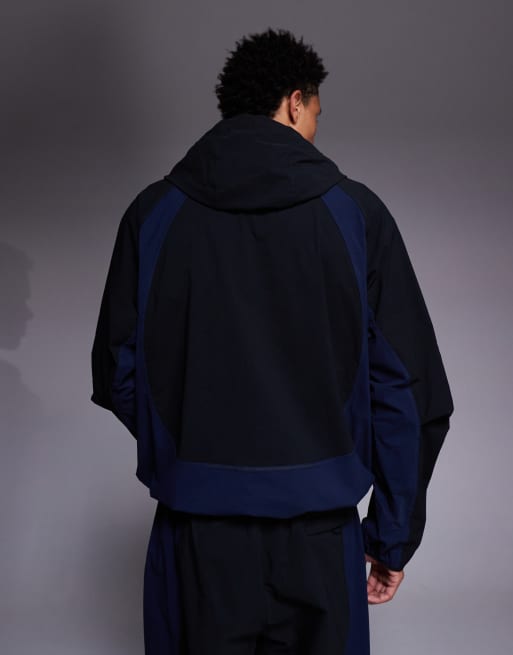 Nike – Tech Woven – Czarno-niebieska bluza z kapturem oversize zapinana na zamek, 3 z 5