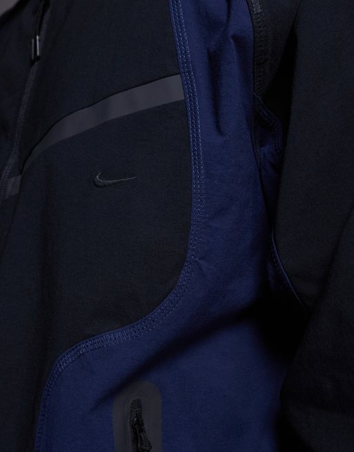 Nike – Tech Woven – Czarno-niebieska bluza z kapturem oversize zapinana na zamek, 5 z 5