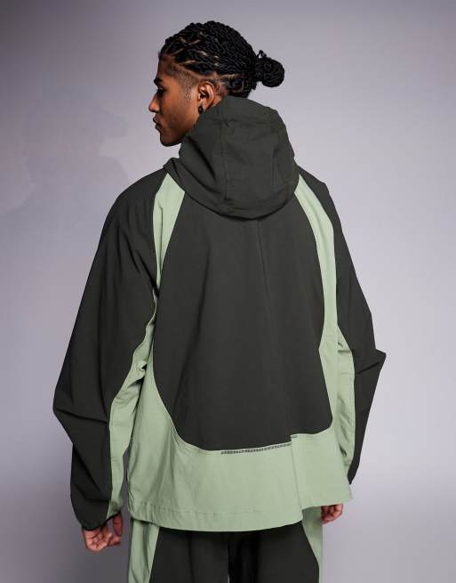 Nike - Tech Woven - Felpa con cappuccio oversize verde scuro con zip, 3 di 5