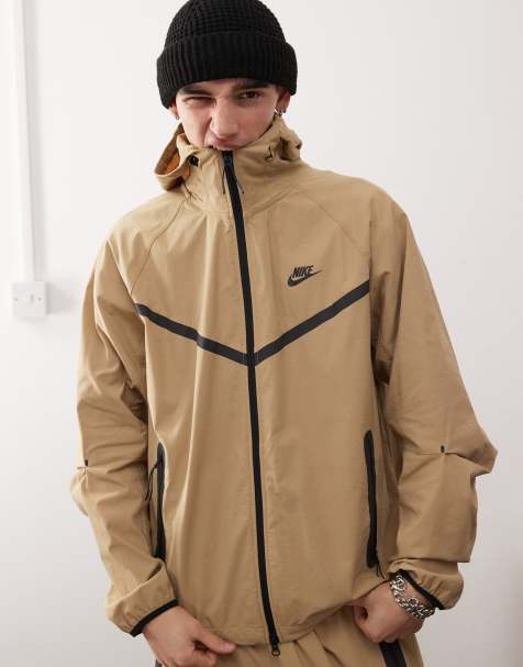Nike tech woven jacket in beige - view 1