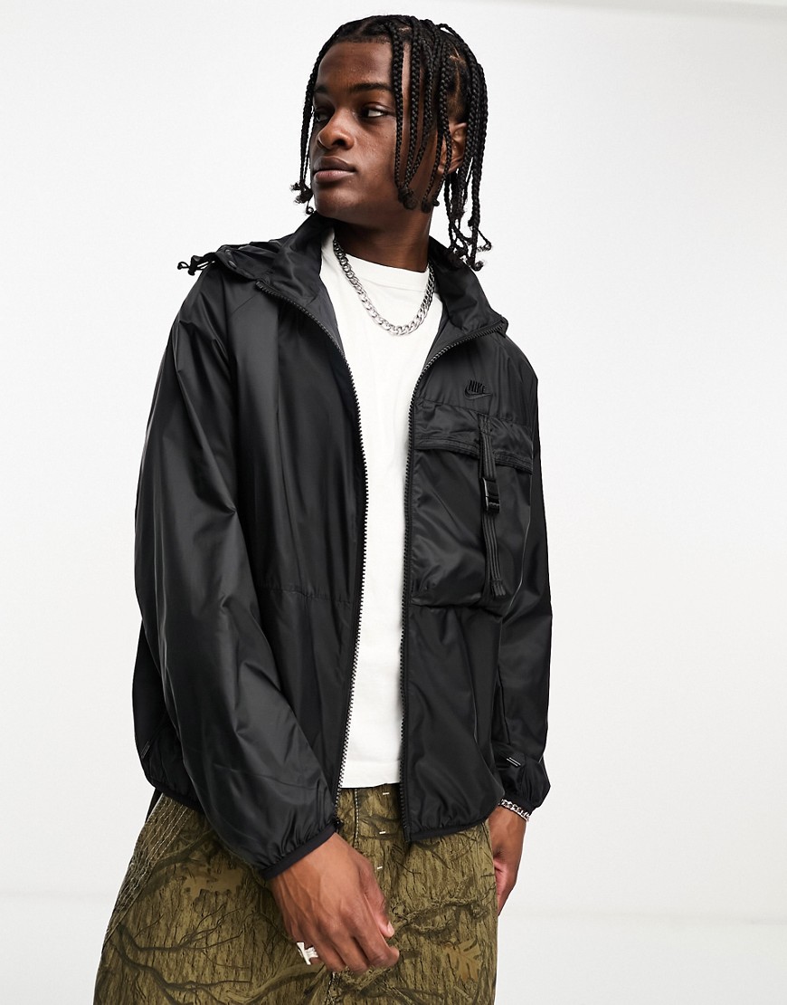 Nike Tech Woven lined packable jacket in black