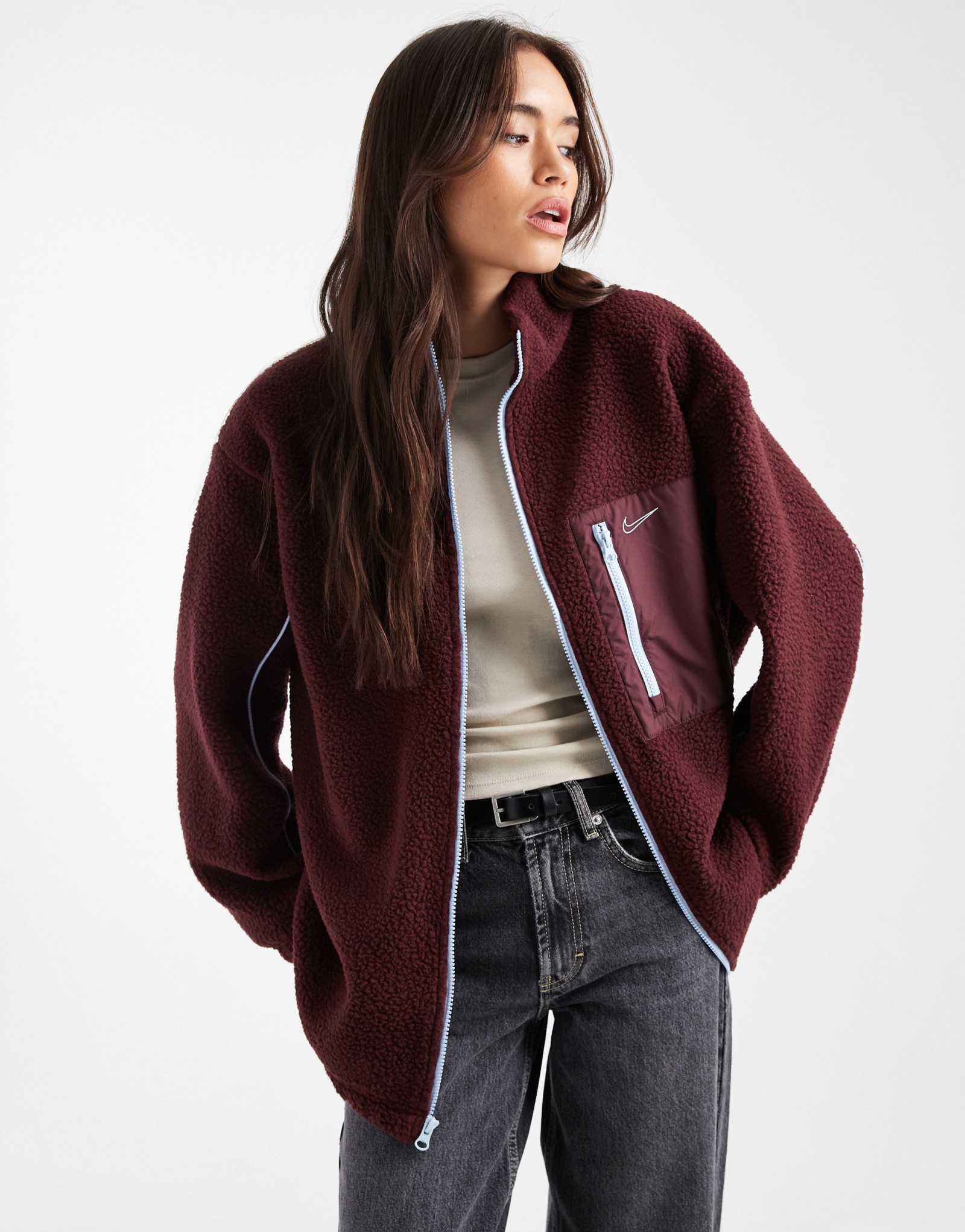 Флисовая куртка Nike teddy бордового и синего цветов