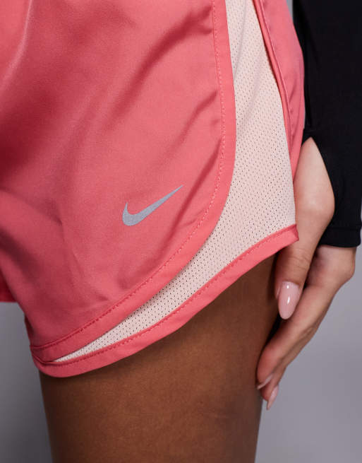 Nike Tempo Running 3 inch shorts in pink with orange detailing, 3 of 5