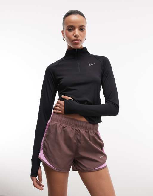Nike Tempo Running 3inch shorts in brown with purple side detailing, 2 of 5