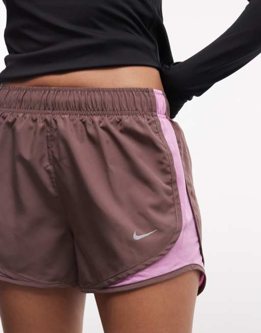 Nike Tempo Running 3inch shorts in brown with purple side detailing, 3 of 5