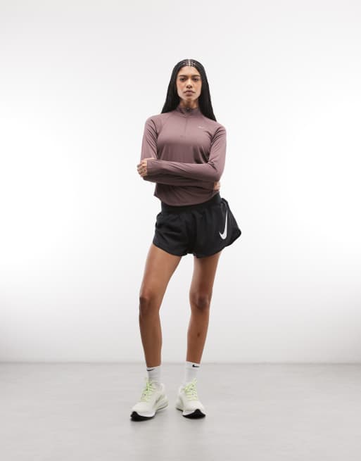 Nike Tempo Running Dri-FIT half zip top in brown, 2 of 4