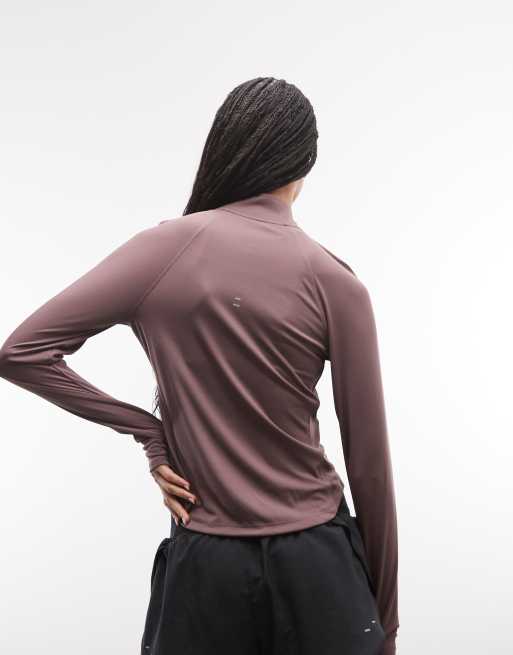 Nike Tempo Running Dri-FIT half zip top in brown, 4 of 4