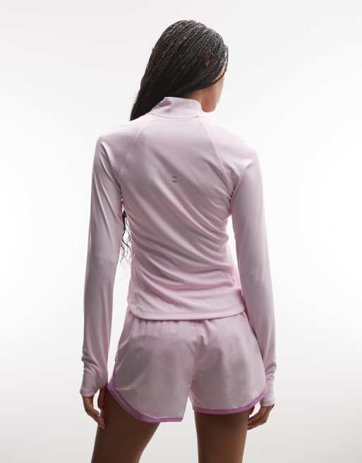 Nike Tempo Running Dri-FIT half zip top in light pink, 4 of 4