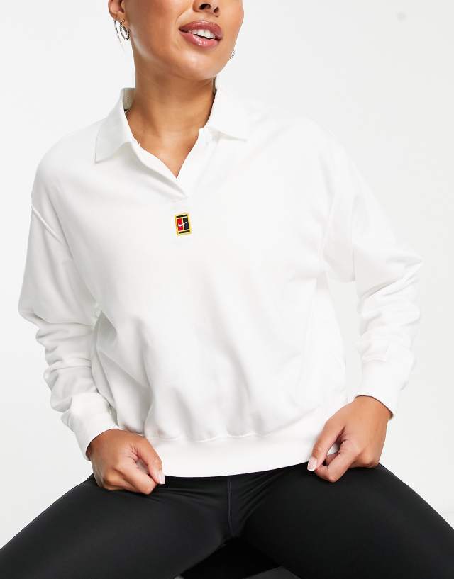 Nike Tennis Dri-FIT Heritage polo in white