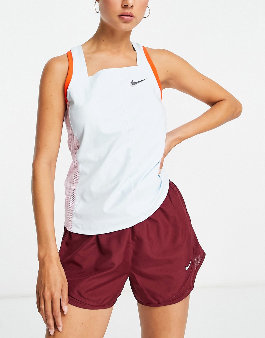 Nike Tennis Dri-FIT Slam tank in blue and red