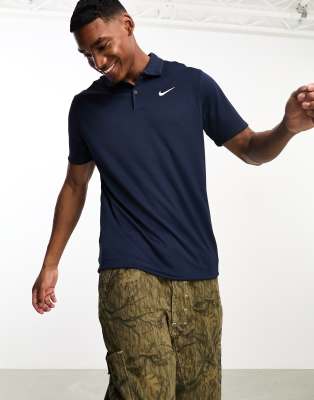 NIKE TENNIS DRI-FIT SOLID POLO TOP IN NAVY