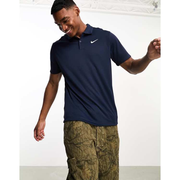 Navy blue nike dri fit best sale polo shirt