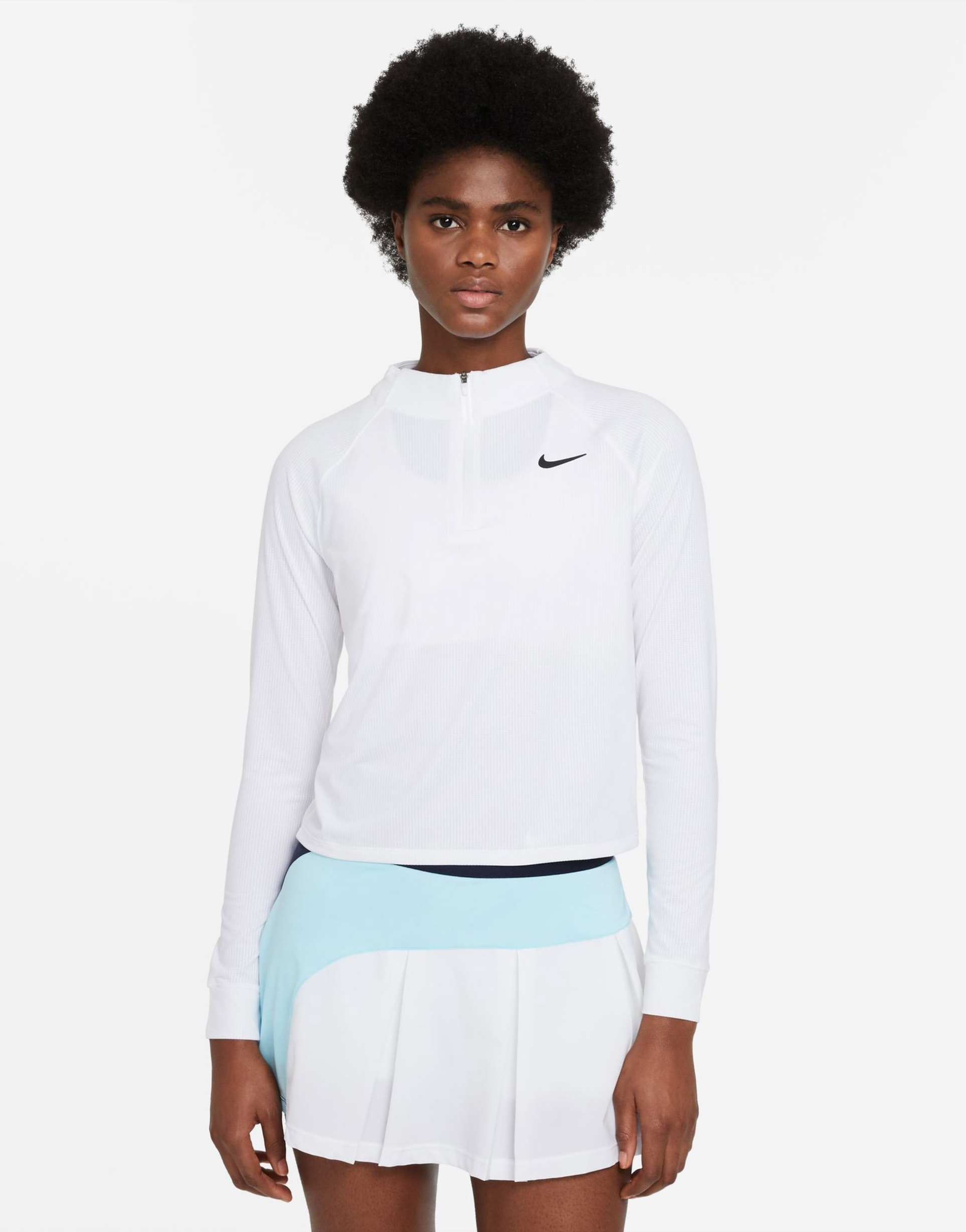 nike tennis victory dri-fit long sleeve half-zip top in white