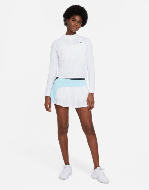 Nike Tennis Victory Dri-FIT long sleeve half-zip top in white | ASOS