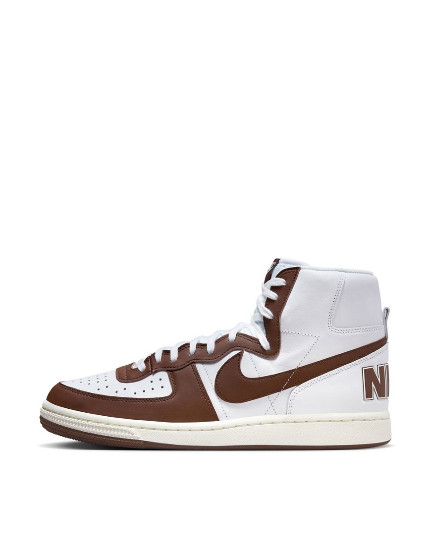 Shop Nike Terminator High Sneakers In Brown And White