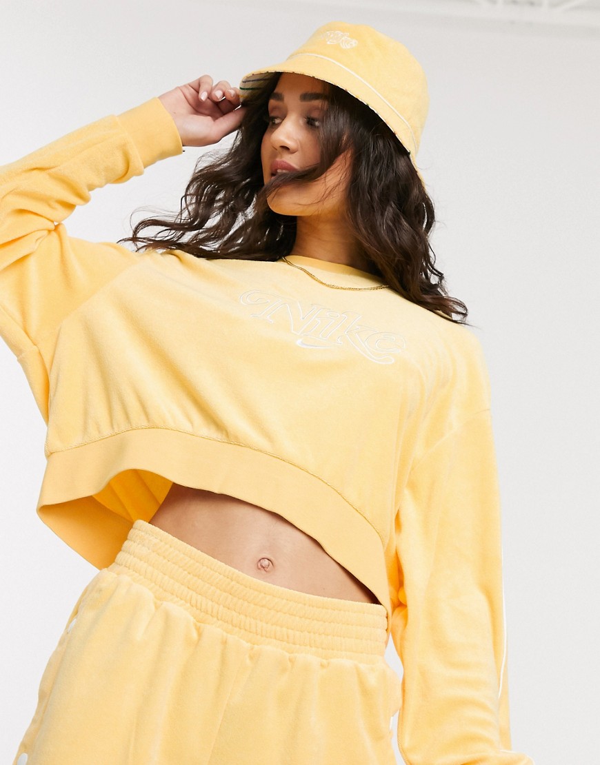 Nike - Terry - Cropped retro sweatshirt van badstof in geel