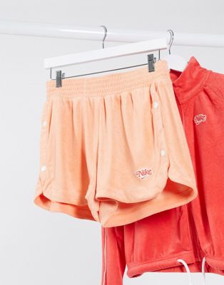 Nike terry towelling shorts in orange 