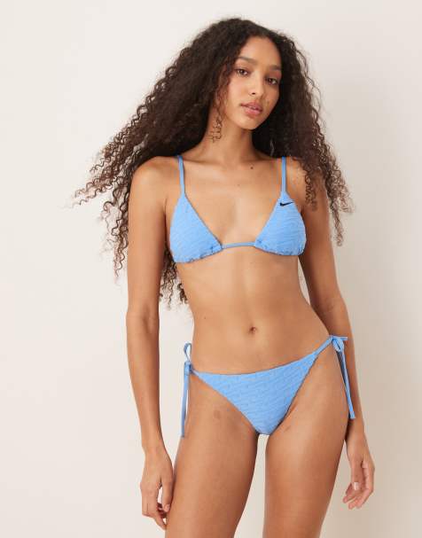 Nike Terry triangle bikini top in blue - view 1