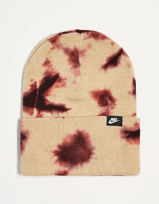 Nike tie-dye beanie in brown  