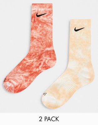 Nike tie dye socks in beige and brown 2 pack | ASOS