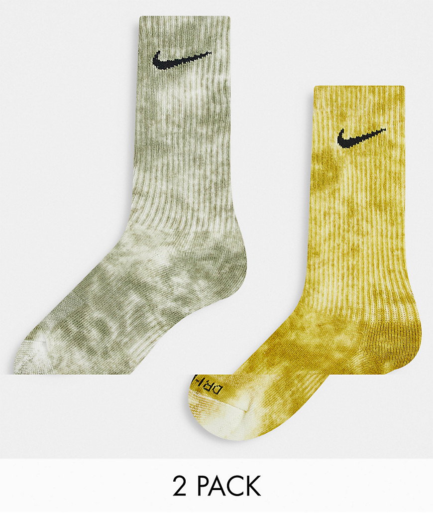 Nike tie dye socks in gray and khaki 2 PACK-Multi