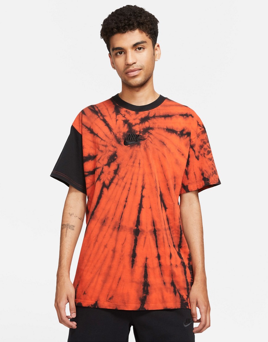 Nike Tied In Pack tie dye graphic logo t-shirt in black/orange