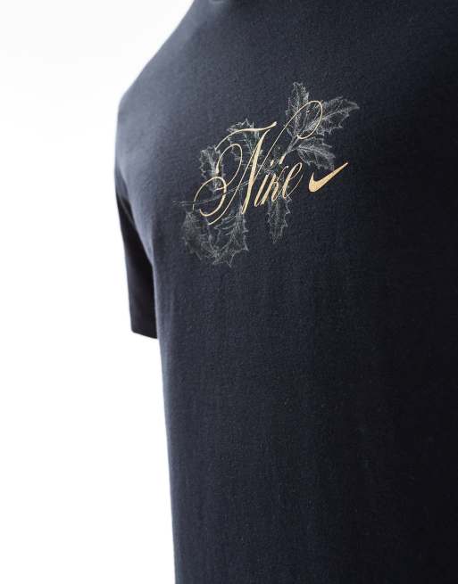 Nike 'Tis The Season logo t-shirt in black, 4 of 4