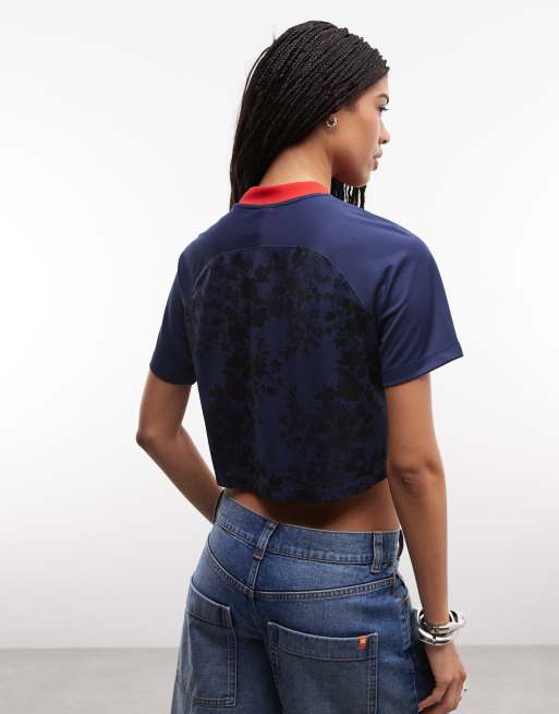 Nike - Top de football court effet dentelle - Bleu marine , 4 de 4