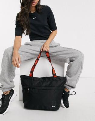 Nike tote bag in black with orange 