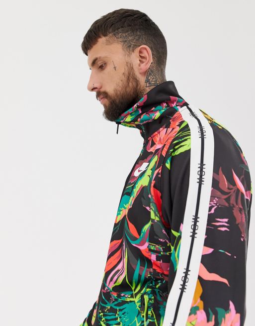 Nike track jacket in black floral print