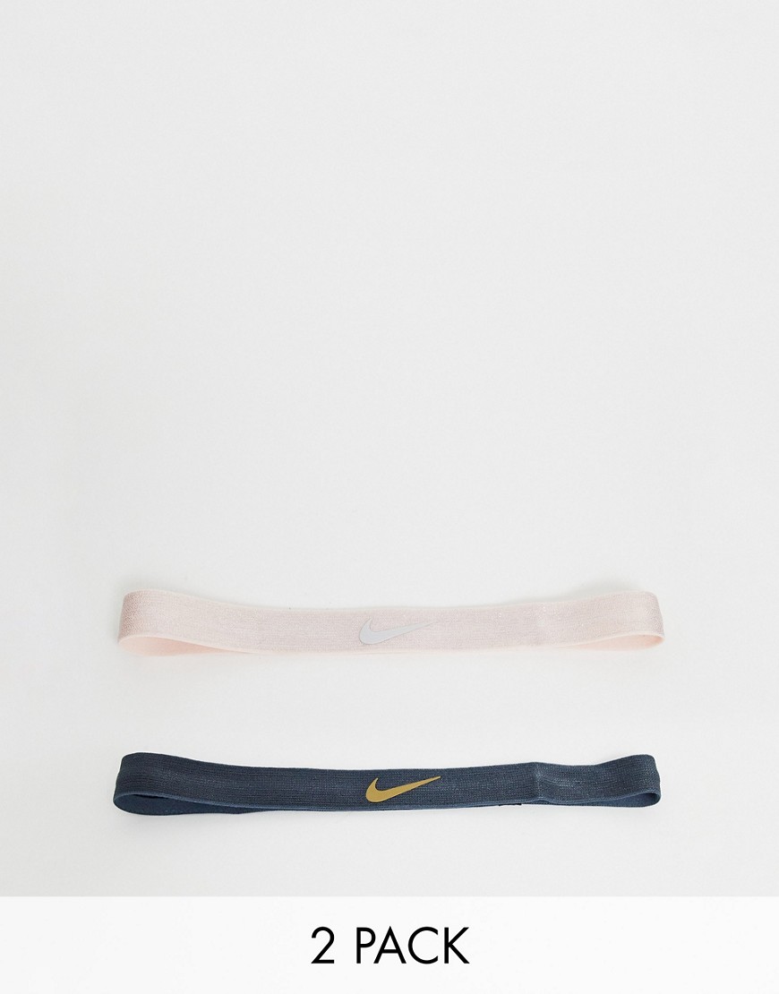 Nike Training – 2-pack glansiga pannband-Flerfärgad