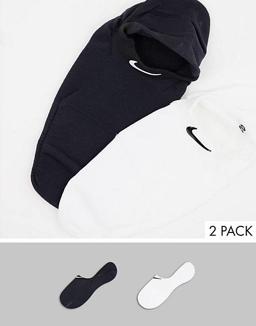 Nike Training 2 pack no show socks in black and white