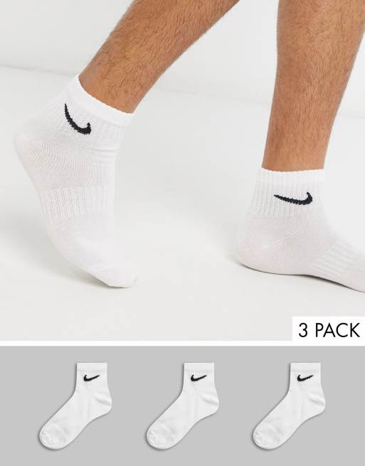 Nike Training 3 pack ankle socks in white ASOS