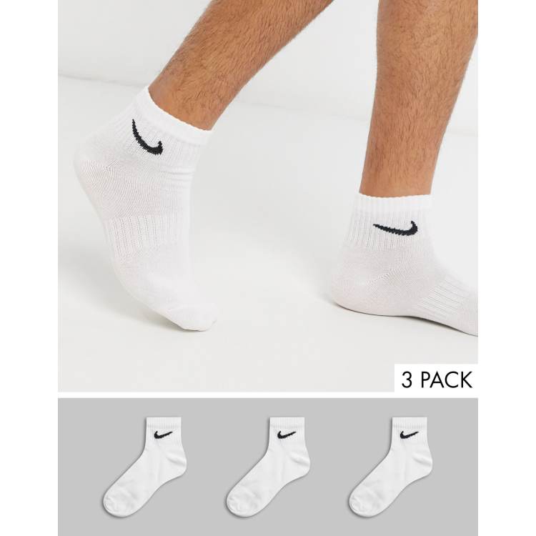 3PK White Ankle Socks, Football Training Socks