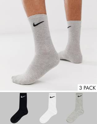 nike white swoosh logo 3 pack crew socks