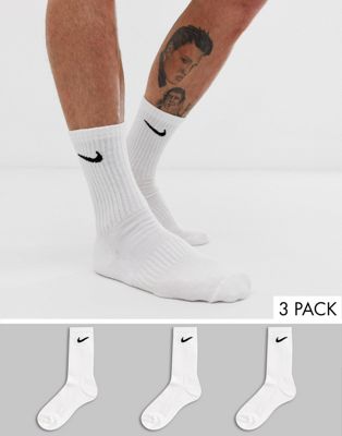 nike training 3 pack crew socks in white