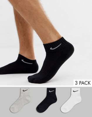 nike three pack quarter socks mens