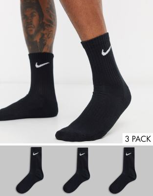 Nike 3 Pack Everyday Cushioned Socks In Black