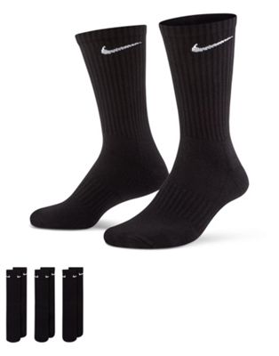 Nike Training Everyday Cushioned 3 pack crew sock in black